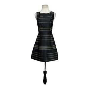 Alice + Olivia Black Gold Lindsey Structured A Line Cocktail Dress size 4